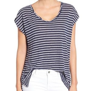 Amour Vert “Dina” Sz Small Linen Stripe Top